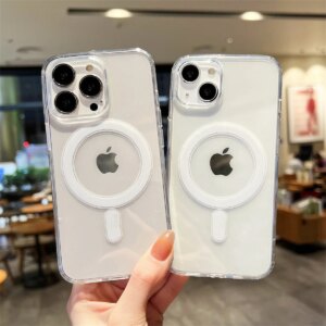 Transparent Magnetic Phone Case For iPhone 17 Pro Max 16 13 11 15 14 12 17 Air 17Promax Soft Silicone Shockproof Funda Cover