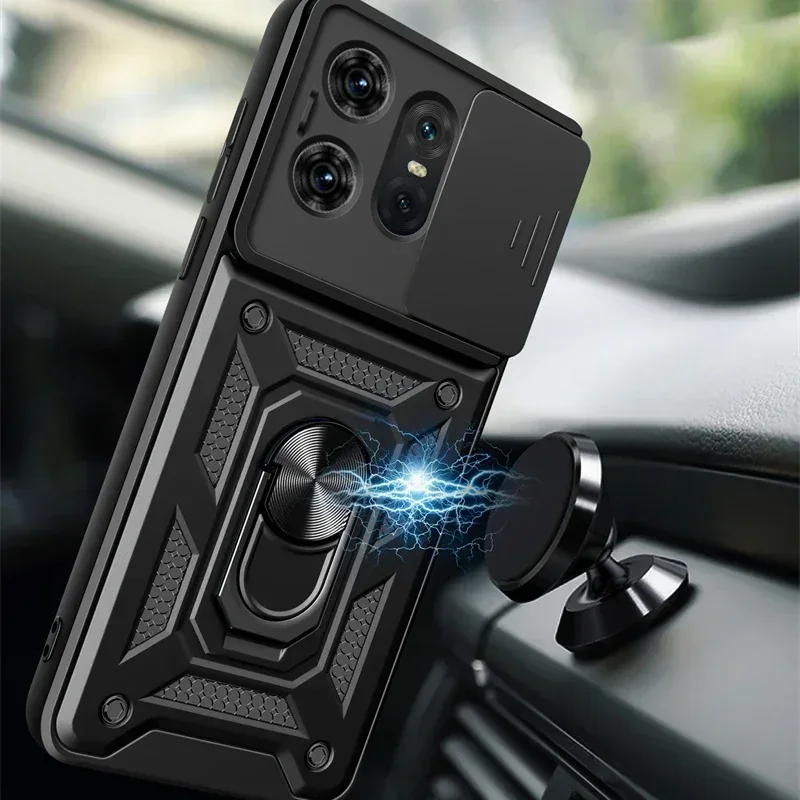 Shockproof Armor Case for Motorola Edge 50 40 NEO 30 Pro Ultra Fusion G04 G34 G84 G54 G42 Ring Holder Slide Lens Protect Cover - Image 2