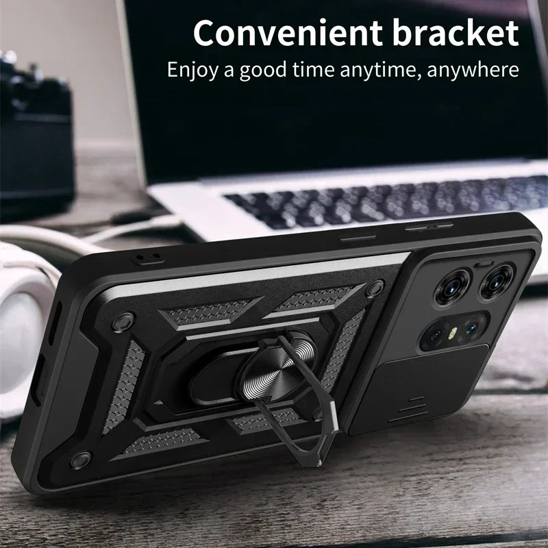 Shockproof Armor Case for Motorola Edge 50 40 NEO 30 Pro Ultra Fusion G04 G34 G84 G54 G42 Ring Holder Slide Lens Protect Cover - Image 3