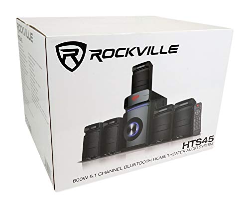 Rockville HTS45 800w 5.1 Channel Home Theater Audio System, Bluetooth Connectivity, USB/SD Playback, Wall-Mountable Speakers, for Home Entertainment - Image 3