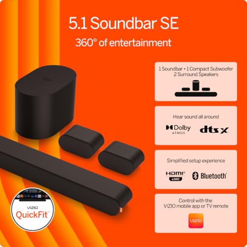 VIZIO 5.1 Soundbar SE, Wireless Subwoofer, Surround Sound w/Dolby Atmos & DTS:X, Bluetooth Speaker, QuickFit™ Compatible – SV510X-08 (New, 2024 Model) - Image 21