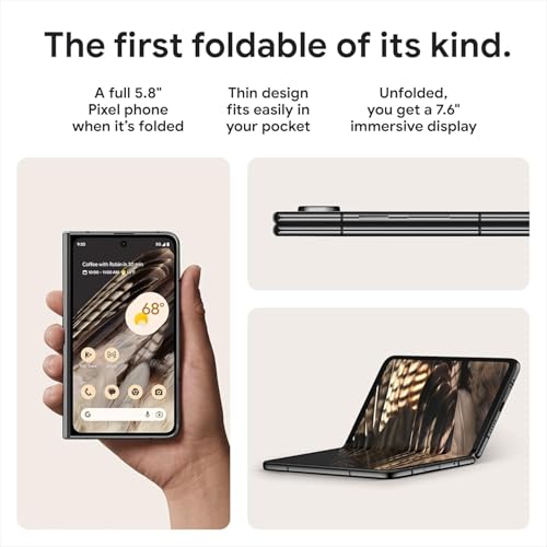 Google Pixel Fold - Unlocked Android 5G Smartphone with Telephoto Lens and Ultrawide Lens - Foldable Display - 24-Hour Battery - Obsidian - 256 GB - Image 3