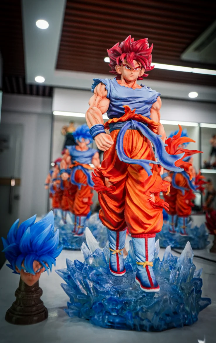 Dragon Ball Super Saiyan Blue Goku -33CM Double Headed Carving Luminous Statue Model Handmade - Image 2