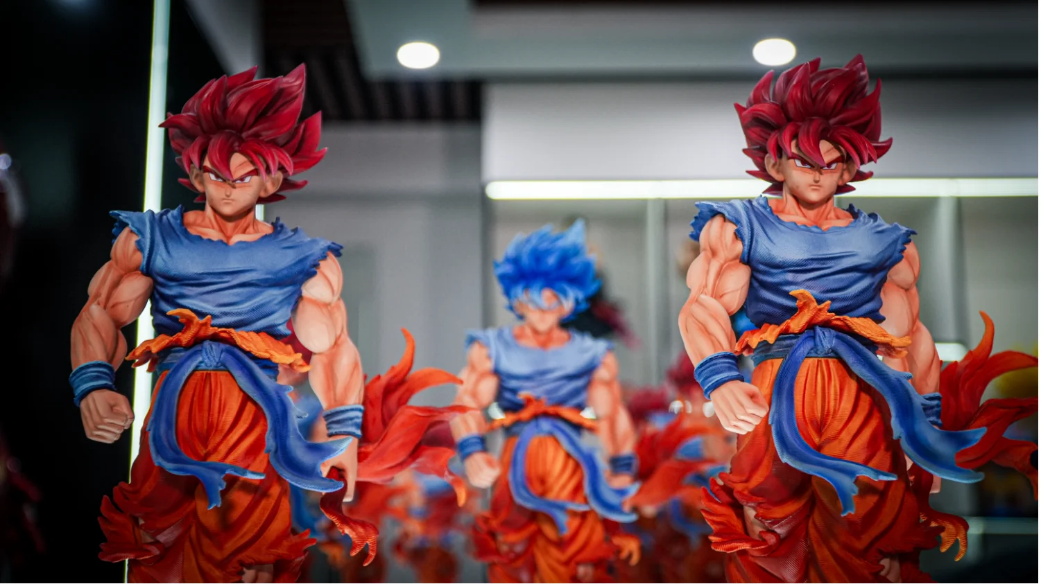 Dragon Ball Super Saiyan Blue Goku -33CM Double Headed Carving Luminous Statue Model Handmade - Image 3