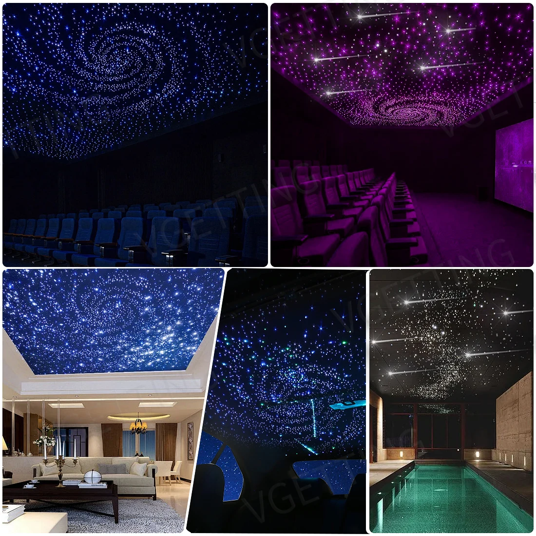 4Port 32W Twinkle RGBW Meteor Starlight Headliner Star Ceiling Light 860pcs Fiber Optic For Car Home APP&RF Remote Star Sky Roof - Image 5