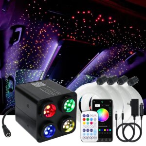 36w fiber optic flashing light, 4 colors, starry sky light, app remote control, car home fiber optic light RGBW, starry sky deco