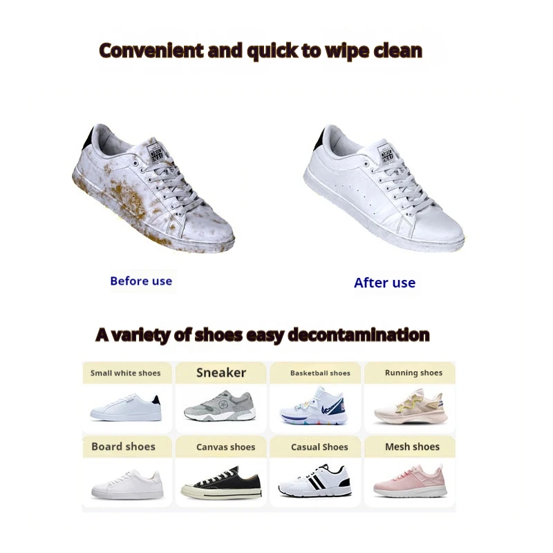 Portable Outdoor Shoe Cleaner Wipes Powerful Disposable Sneaker Cleaning Cloths for White Shoes Sneakers Cleaning Kit - Image 6
