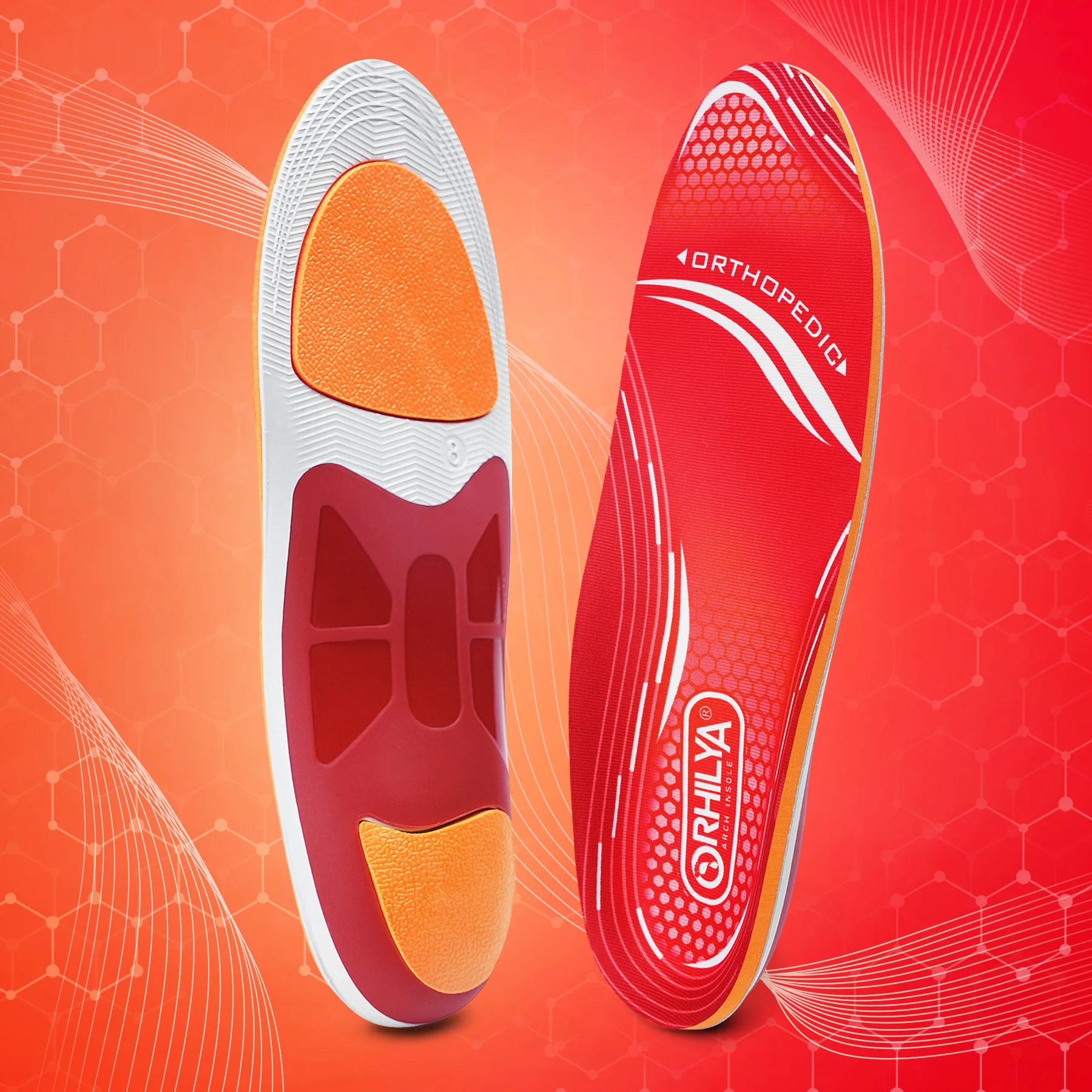 220lbs+ Plantar Fasciitis Orthopedic Sport Insole High Arch Support Men Women Sole, Flat Feet Pain Relief Orthotic Shoe Insert - Image 3