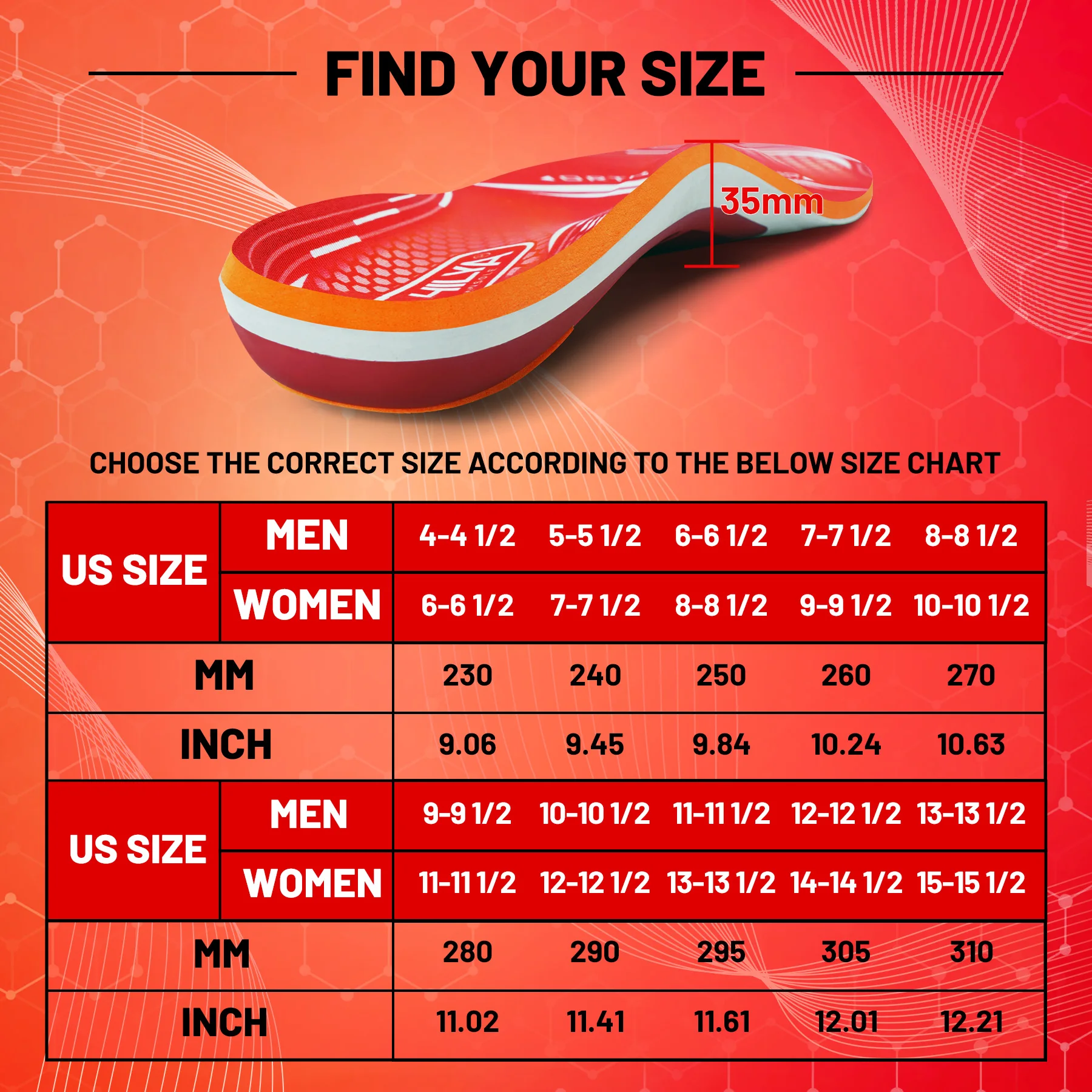220lbs+ Plantar Fasciitis Orthopedic Sport Insole High Arch Support Men Women Sole, Flat Feet Pain Relief Orthotic Shoe Insert - Image 6