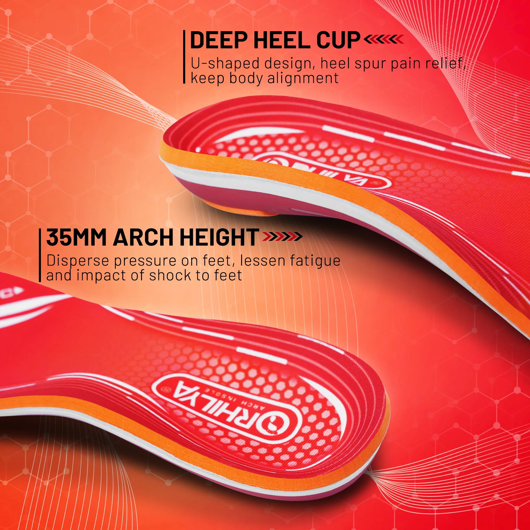 220lbs+ Plantar Fasciitis Orthopedic Sport Insole High Arch Support Men Women Sole, Flat Feet Pain Relief Orthotic Shoe Insert - Image 4