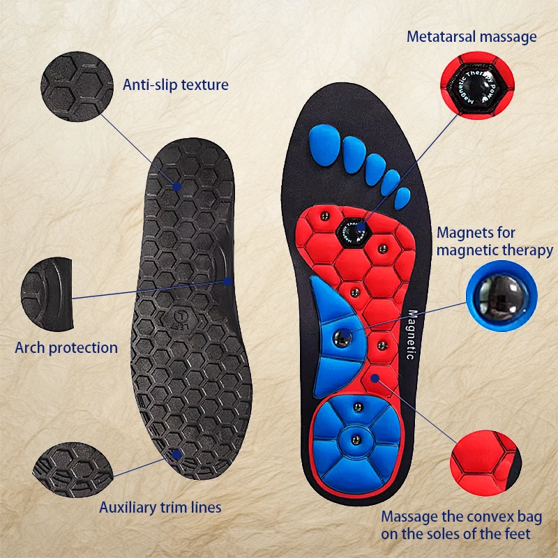 Magnetic Therapy Massage Insoles Men Foot Acupoint Massage Insoles Arch Support Orthopedic insole Comfort Shoe Pads 1Pair/2Pair - Image 5