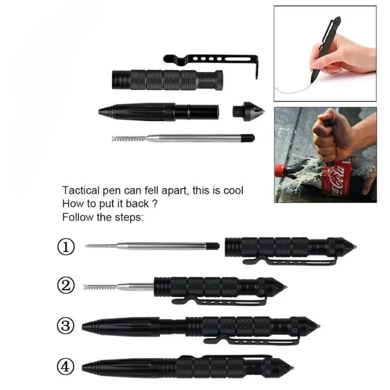 Multifunction Tactical Pen Self Defense Emergency Survival Tool Glass Breaker Tungsten Steel Writing Pen Outdoor Rescue Escape - Image 5