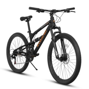 Ecarpat Mountain Bike 26 Inch Wheel, Dual Full Suspension 21-Speed Disc Brakes Thumb Shifter, Carbon Steel Frame Mountain Bike