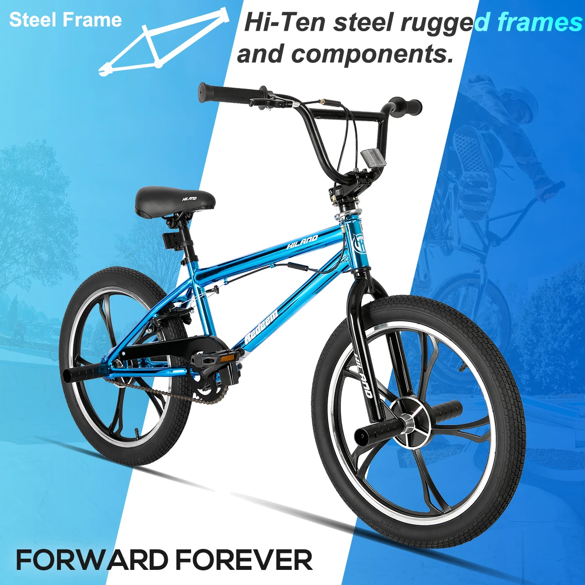 Hiland 20 Inch Kids BMX Bike for Boys Girls Ages 5-12, 360 Degree Rotor Freestyle, 4 Pegs Single Speed Kid’s BMX Bicycle - Image 2