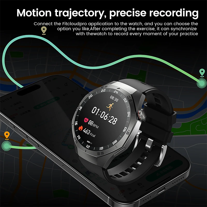 Men's AMOLED Screen GPS Motion trajectory Heart Rate Bluetooth Calls SmartWatch Waterproof - Image 5