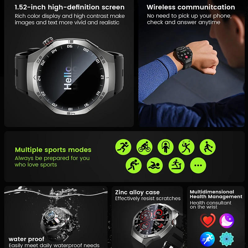 Men's AMOLED Screen GPS Motion trajectory Heart Rate Bluetooth Calls SmartWatch Waterproof - Image 2