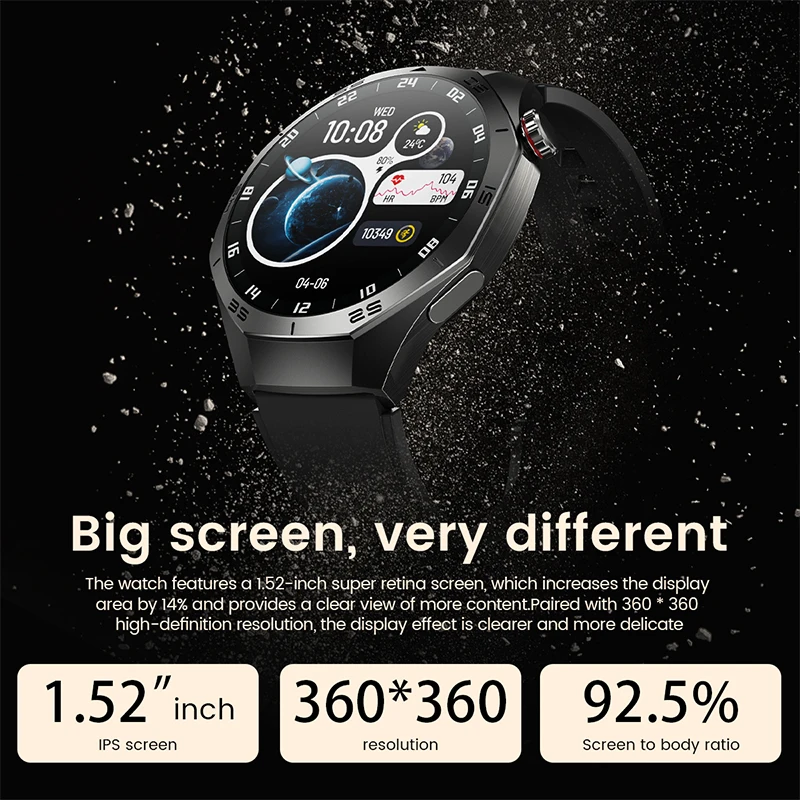 Men's AMOLED Screen GPS Motion trajectory Heart Rate Bluetooth Calls SmartWatch Waterproof - Image 3