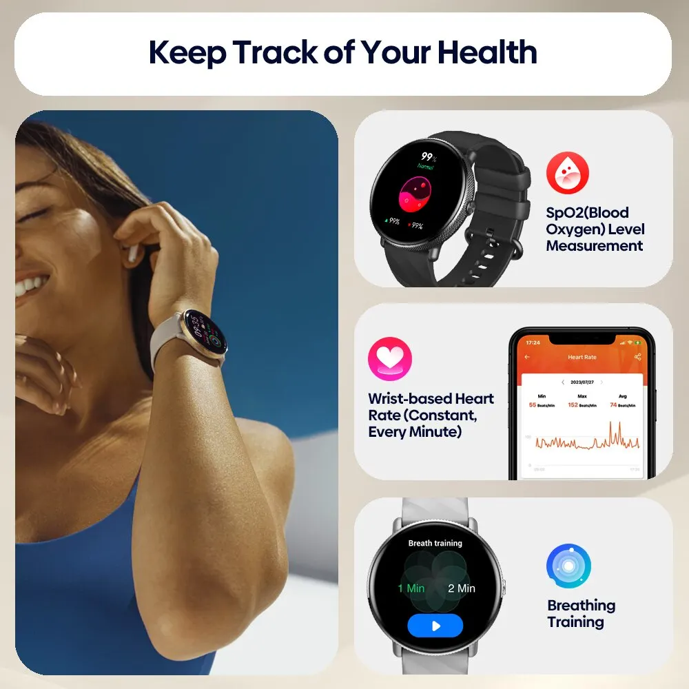 Zeblaze GTR 3 Pro Voice Calling Smart Watch 1.43" AMOLED Display 316L Stainless Steel Frame Fitness Tracking Smartwatch - Image 4
