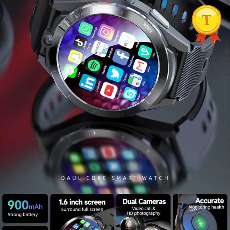 RAM 6GB ROM 128GB 1.6 Inch 4G video Call Smart Watch GPS Wifi Dual Camera app download Sports Men Bluetooth Smartwatch - Image 3