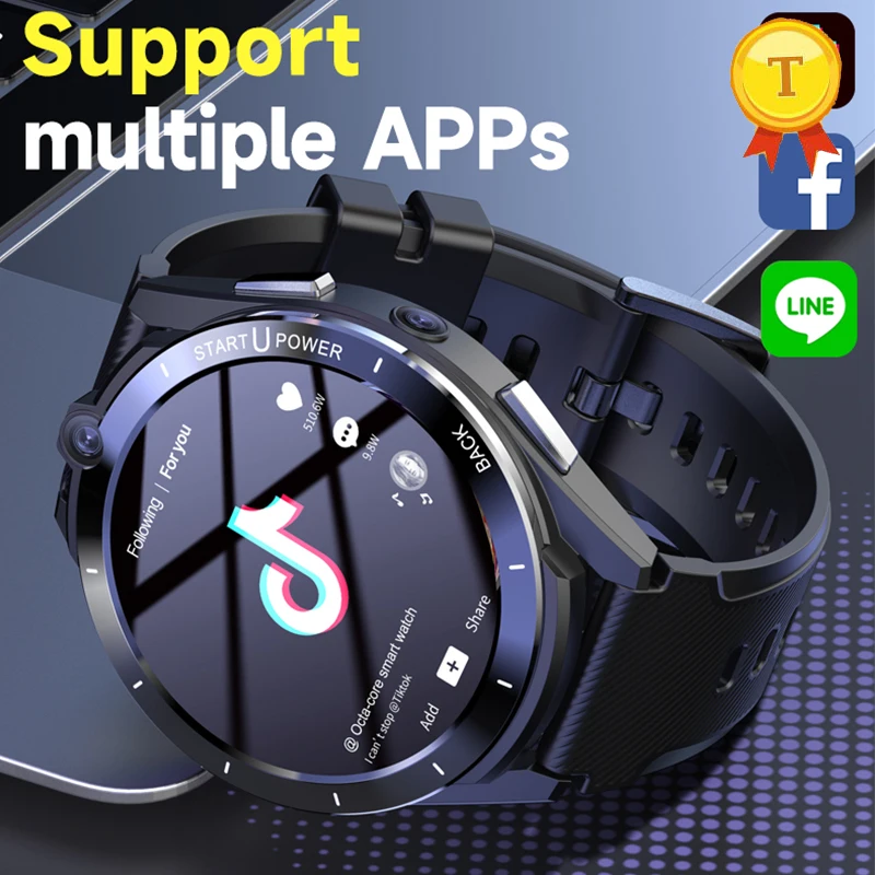 RAM 6GB ROM 128GB 1.6 Inch 4G video Call Smart Watch GPS Wifi Dual Camera app download Sports Men Bluetooth Smartwatch