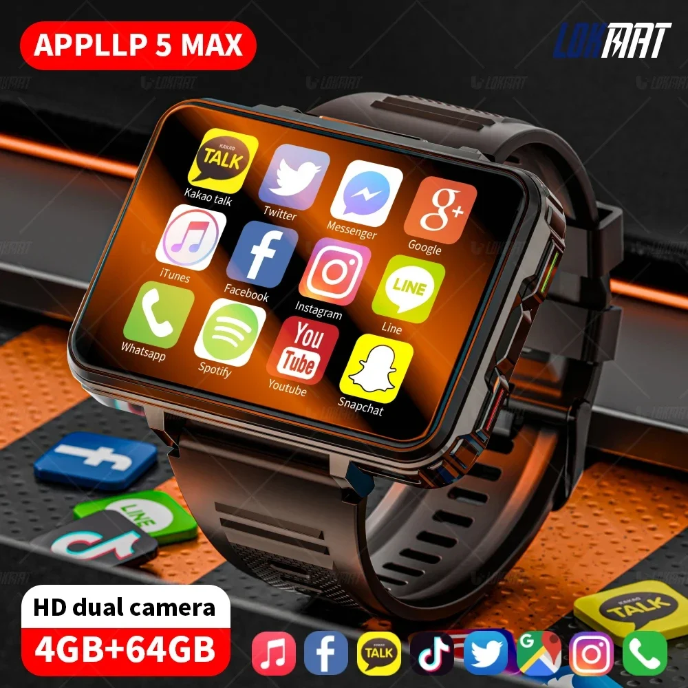 LOKMAT APPLLP 5 MAX Android Watch Phone Square Big Screen Wifi 4G Calls Smartwatches Dual Camera with Flashlight Gaming Watch - Image 2