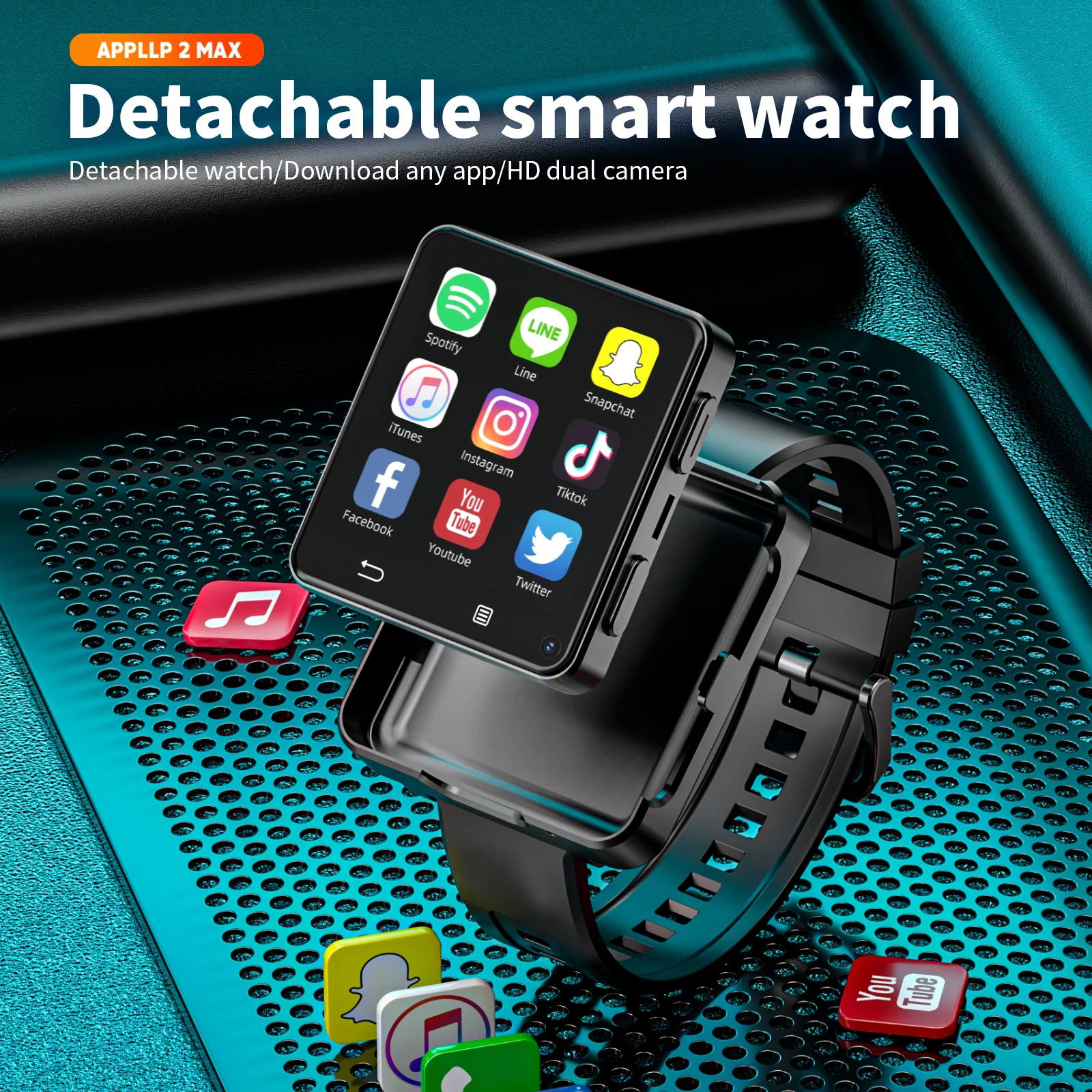 LOKMAT New APPLLP 2 MAX Dual Camera Android 11 Watch Phone Wifi Videos Calls Smart Watch Network Detachable Strap Mini Phone - Image 4