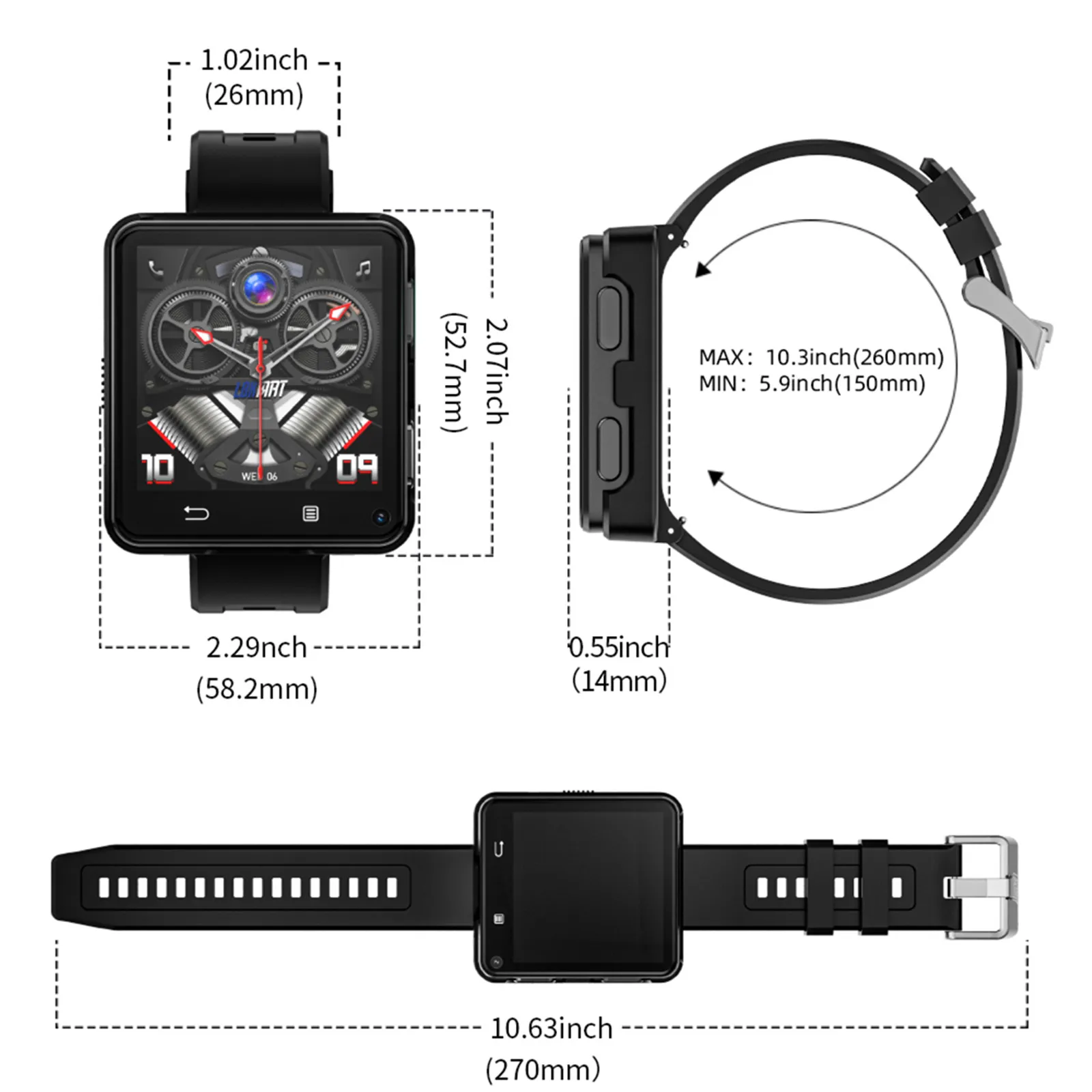 LOKMAT New APPLLP 2 MAX Dual Camera Android 11 Watch Phone Wifi Videos Calls Smart Watch Network Detachable Strap Mini Phone - Image 6