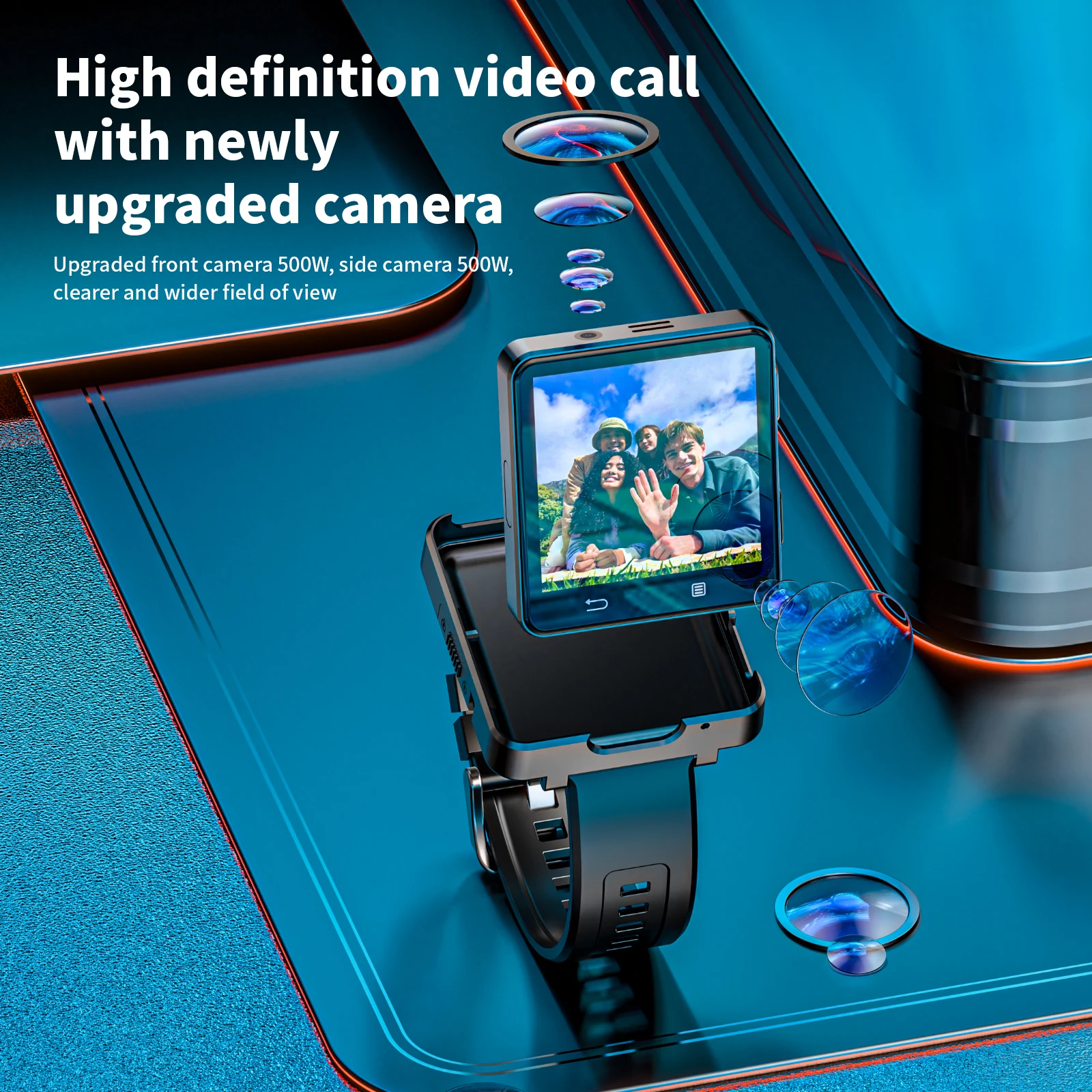 LOKMAT New APPLLP 2 MAX Dual Camera Android 11 Watch Phone Wifi Videos Calls Smart Watch Network Detachable Strap Mini Phone - Image 3
