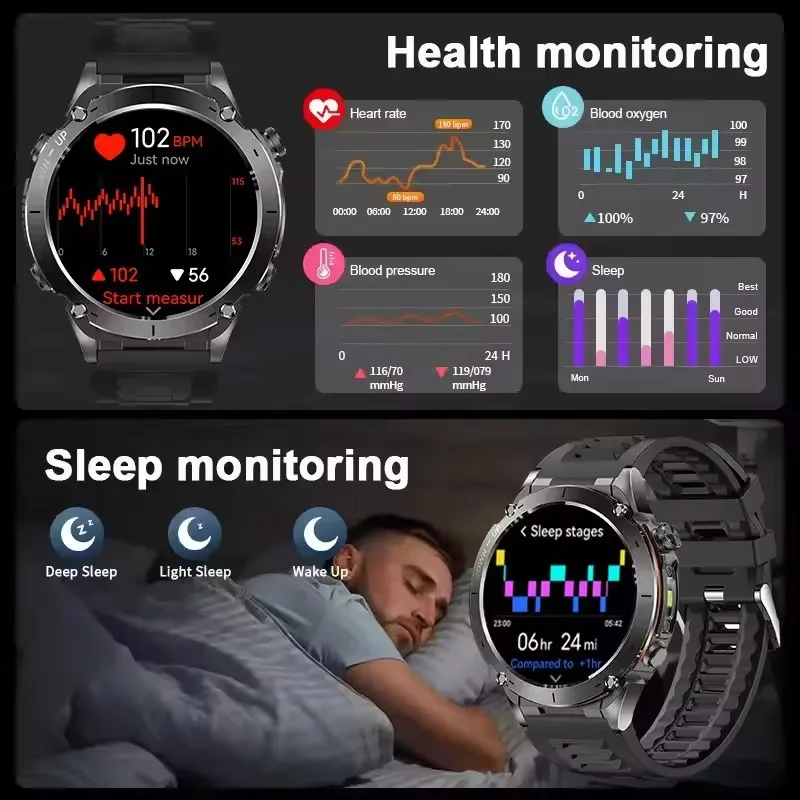 2025 New professional sports Watch 730mAH Built-in GPS AMOLED Flashlight Compass 170+ sports modes BT Calls Health Smart Bracele - Image 6