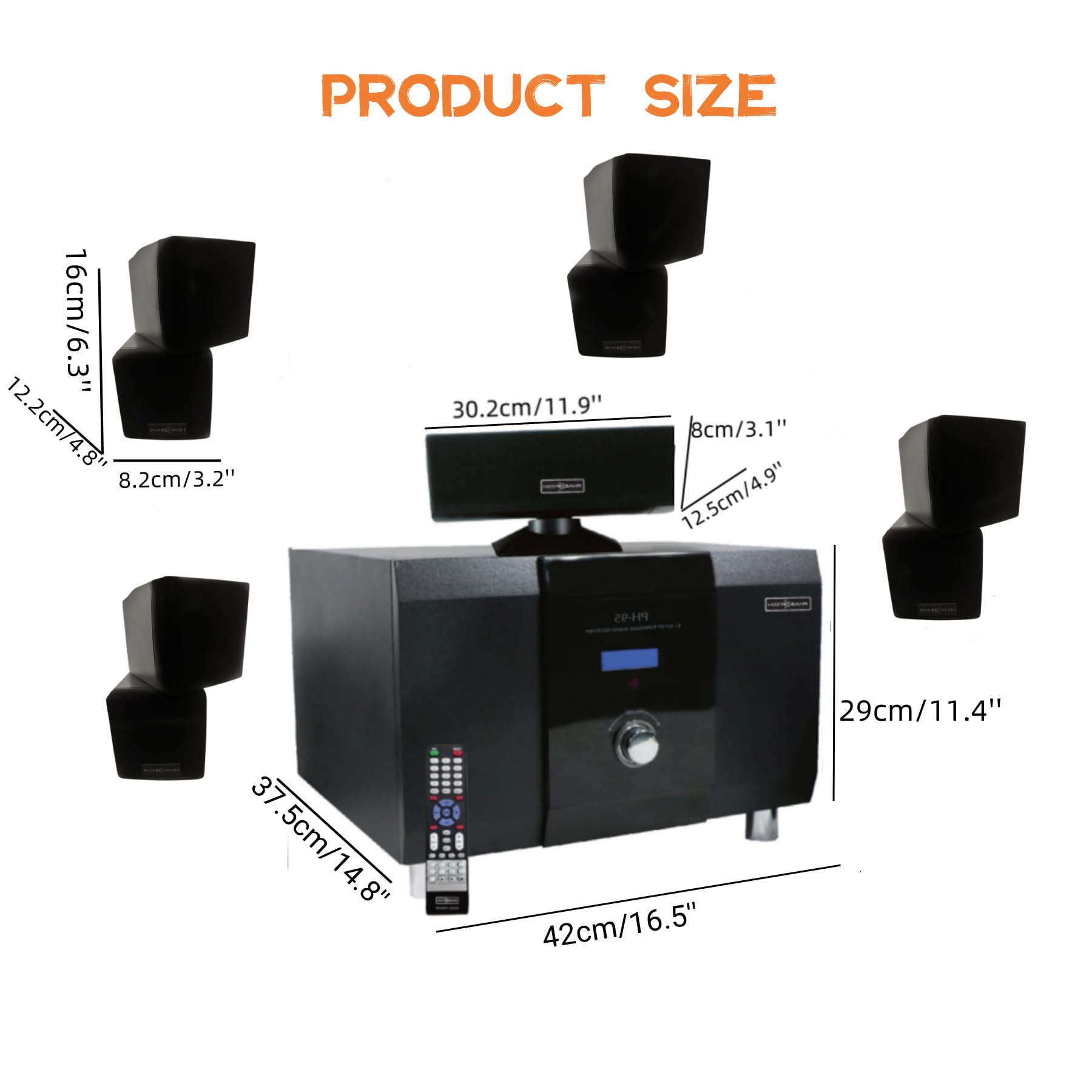 5.1 Channel Home Theater System with 10" Subwoofer, Bluetooth,5 Speakers, Remote, Radio, RCA- Perfect for Movies, Music, Karaoke - Image 5