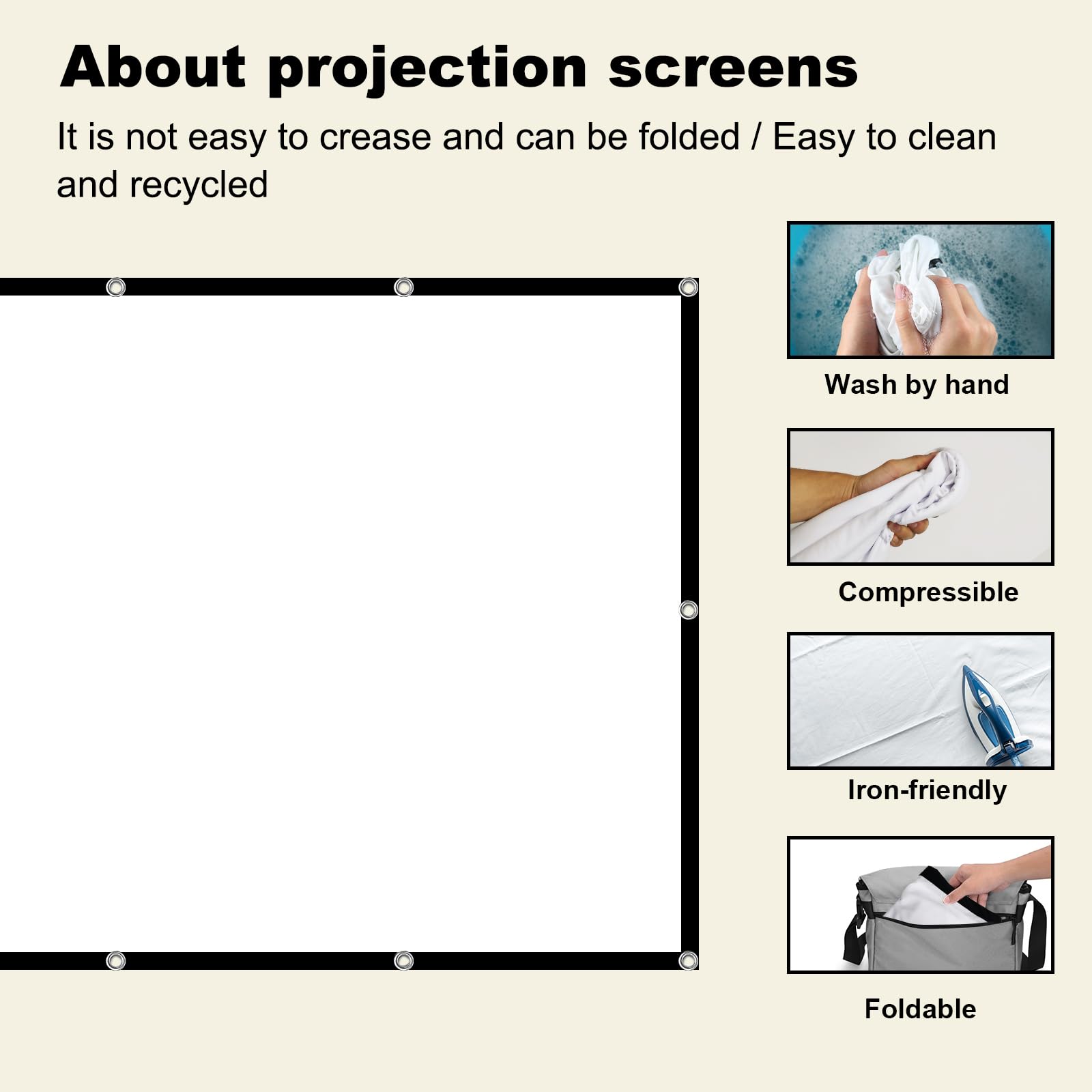 Projector Screen,XINLEMY 150-inch Projection Screen 4K 16:9 HD Foldable Portable Movie Screen Outdoor Indoor Double-Sided Cinema Screen for Movie Home Theater Backyard Partying - Image 5