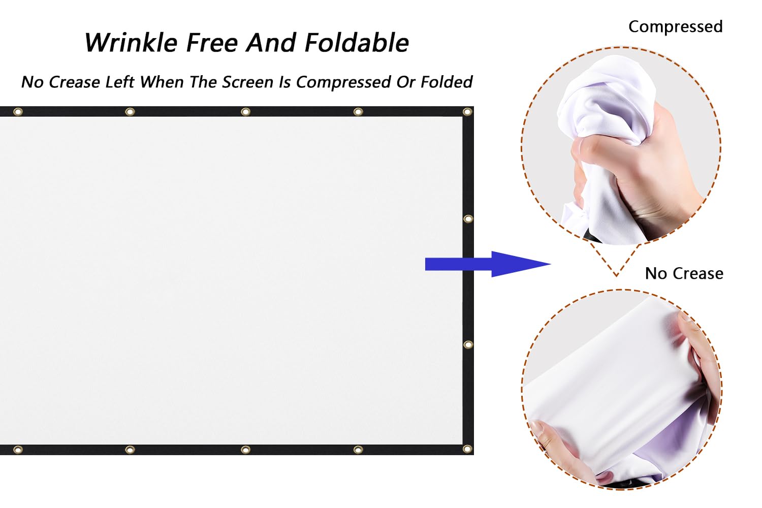 Mdbebbron 120 inch Projector Screen 16:9 Foldable Anti-Crease Portable Projector Movies Screens for Home Theater Outdoor Indoor Support Double Sided Projection - Image 7