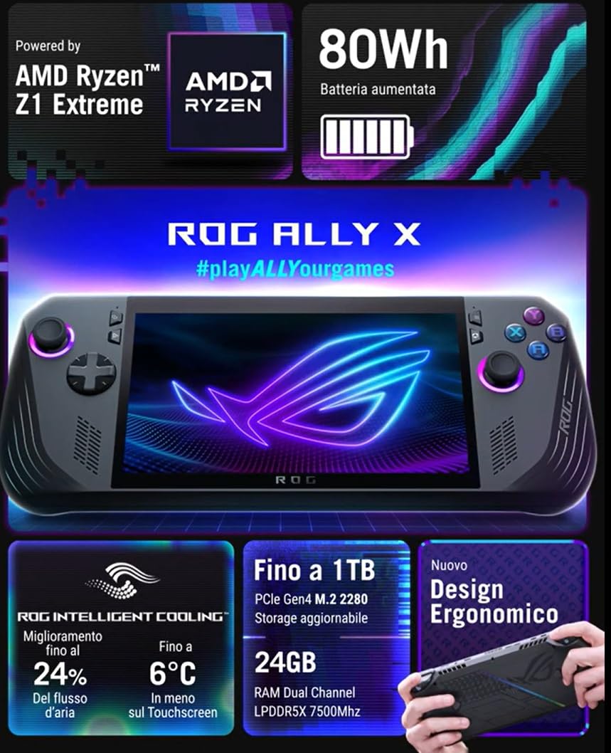 ASUS ROG Ally X Console RC72LA#B0D49B5DTD, 7" Glossy 120Hz, AMD Ryzen Z1 Extreme, RAM 24GB, 1TB SSD PCIE, Windows 11 Home, Black - Image 5