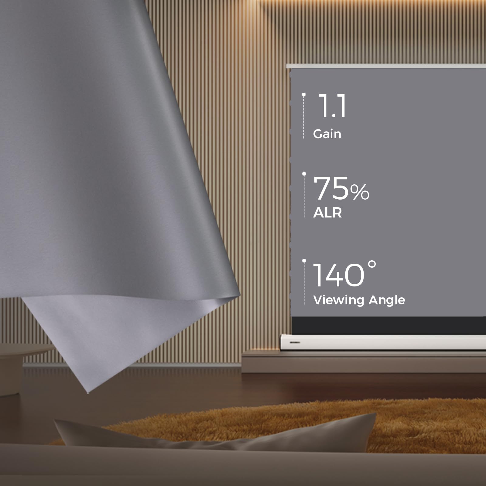 SCREENPRO Tensioned Floor Rising Projector Screen 150 inch, Motorized ALR Projector Screen with Remote, 16:9 Electric Home Theater Screen for 4K Projectors - Image 3