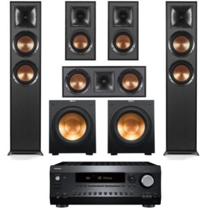Klipsch Reference 5.2 Home Theater System, Bundle 2X R-625FA Floorstanding 2X R-12SW Subwoofer, R-52C Center, R-41M Bookshelf Speakers, and Denon AVR-S970H 7.2-Channel 8K Network AV Receiver