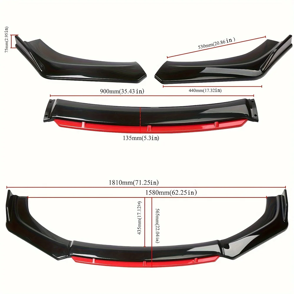 3PCS Universal Car Front Bumper Lip Splitter Lip Body Kit Spoiler Diffuser For BMW For Benz For Audi For VW For Subaru - Image 4
