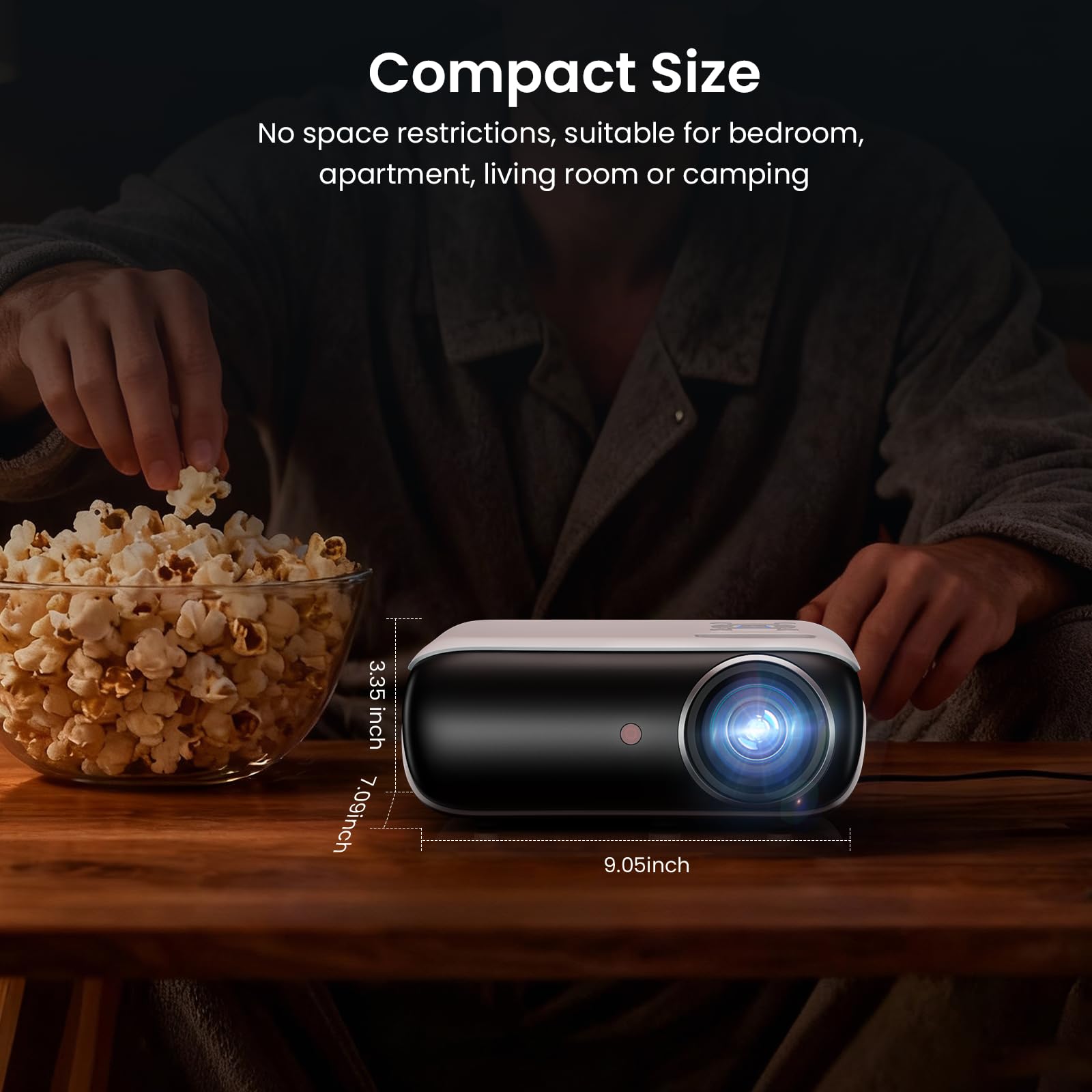 HAPPRUN Native 1080P Bluetooth Mini Projector, Full HD Portable Outdoor Movie Projector with Built-in Speaker, Compatible with Smartphone, HDMI, USB, AV, Fire Stick, PS5 for Home, Bedroom, Outdoor Use - Image 8