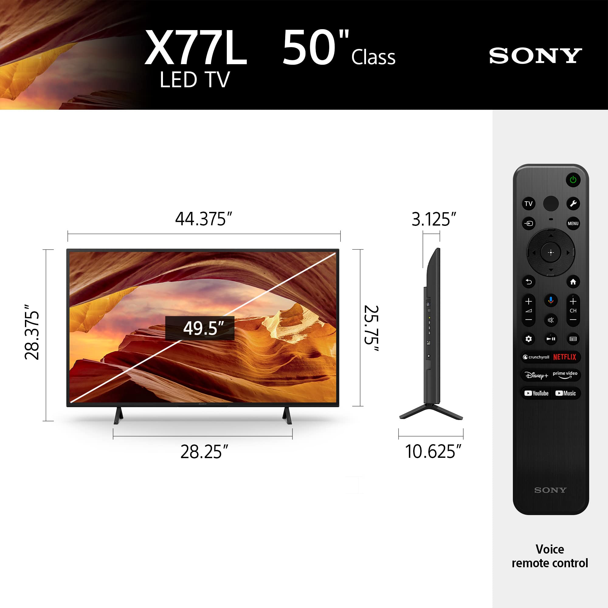Sony 50 Inch 4K Ultra HD TV X77L Series: LED Smart Google TV KD50X77L- 2023 Model, Black - Image 9