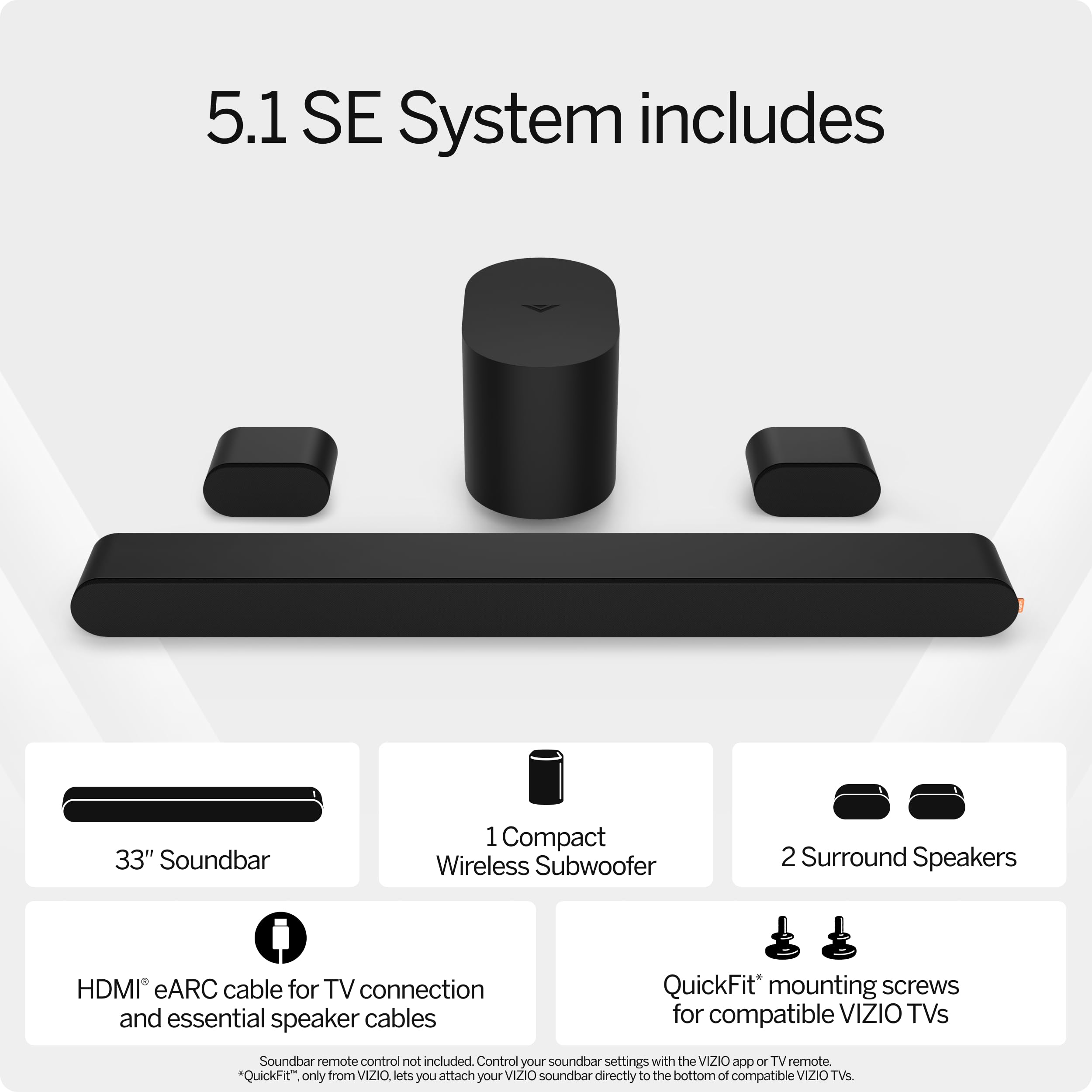 VIZIO 5.1 Soundbar SE, Wireless Subwoofer, Surround Sound w/Dolby Atmos & DTS:X, Bluetooth Speaker, QuickFit™ Compatible – SV510X-08 (New, 2024 Model) - Image 20