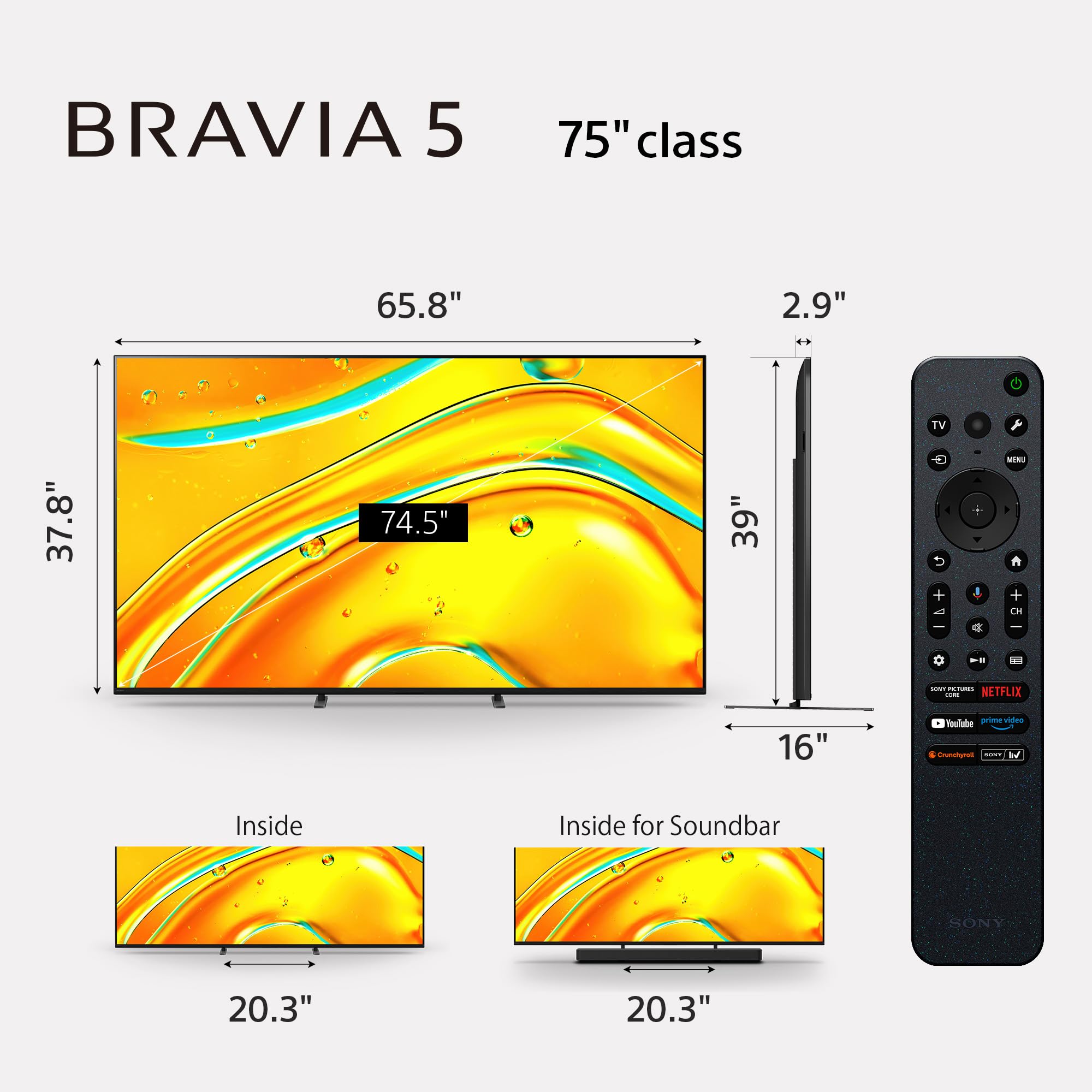 Sony BRAVIA 5 65 Inch TV, Mini LED, 4K Smart Google TV, XR Processor with AI Technology,120hz Television with Dolby Vision/Atmos, Exclusive Features for PlayStation®5, K-65XR50, 2025 Model - Image 16