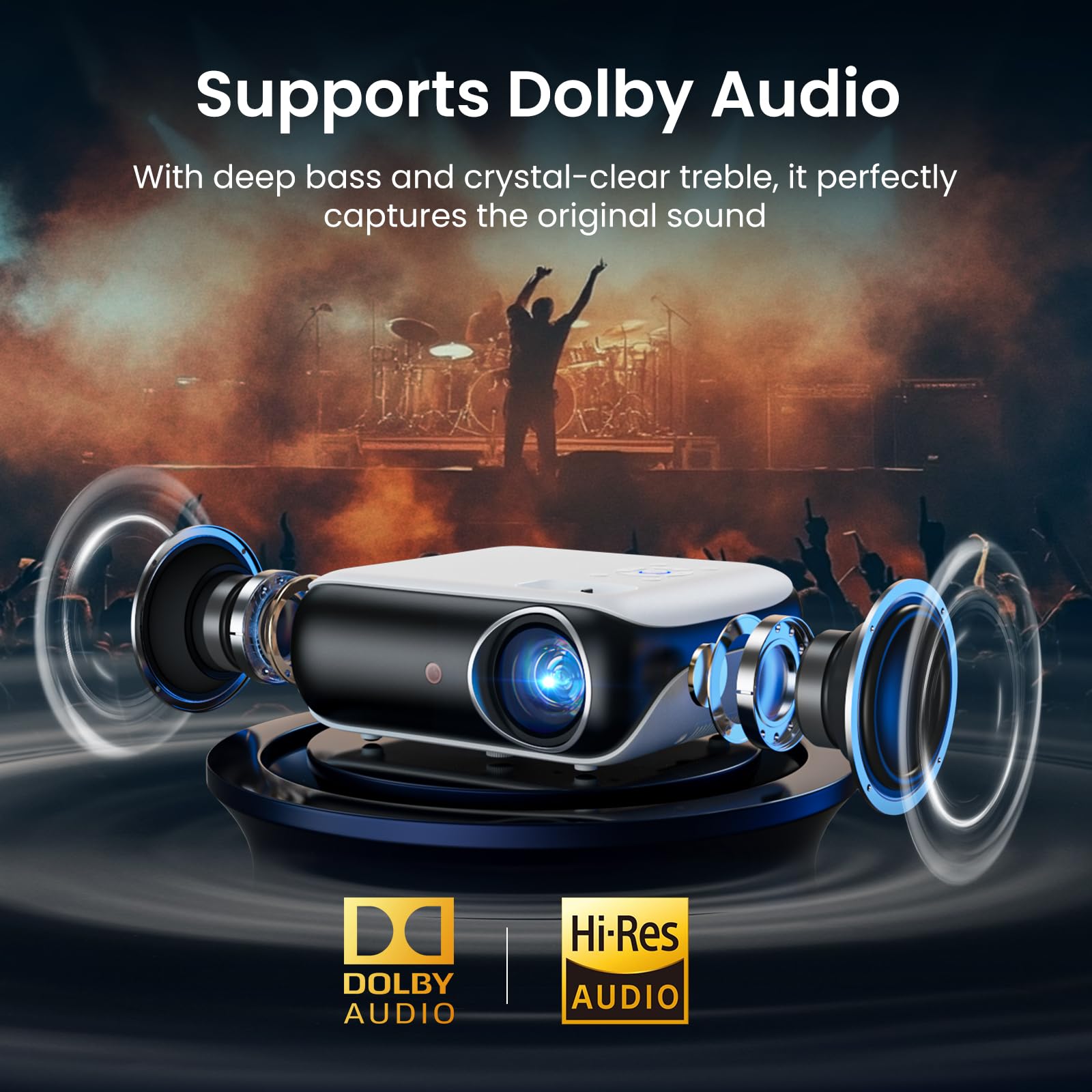 Official Licensed Google TV Smart Projector, HAPPRUN 4K UHD Home Theater with Dolby Sound, Wi-Fi & Bluetooth, Built-in Streaming Apps, Compatible with Games Consoles & Smartphone, Indoor & Outdoor Use - Image 6