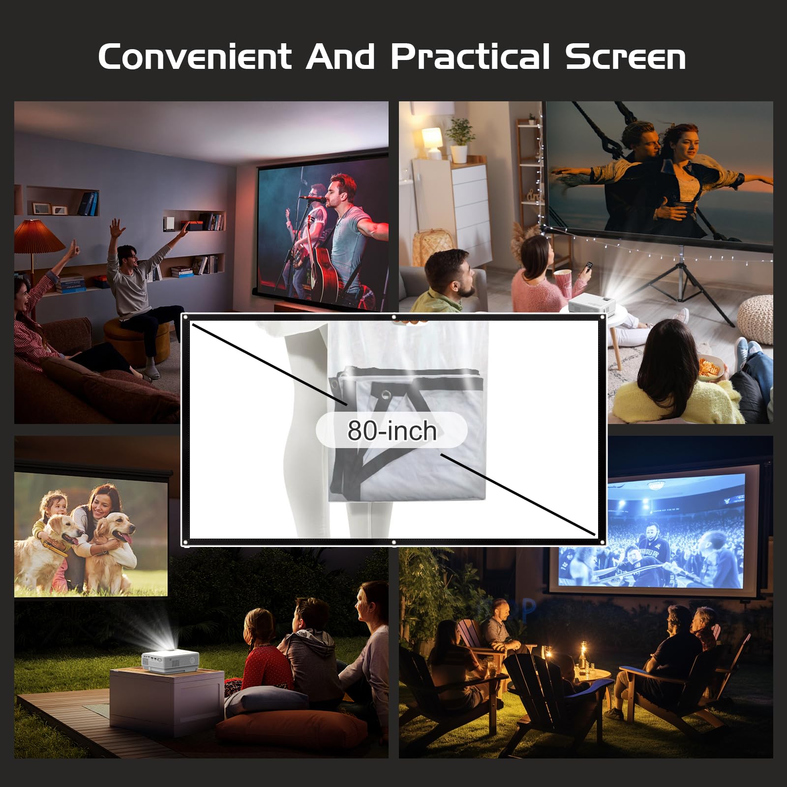 PANSEBA 1080P Mini Projector with Screen, Portable Home Theater Movie Projector with Two-Way Bluetooth, HDMI/USB Input for Smartphone/TV Stick, Ideal for Indoor & Outdoor Use - Image 9