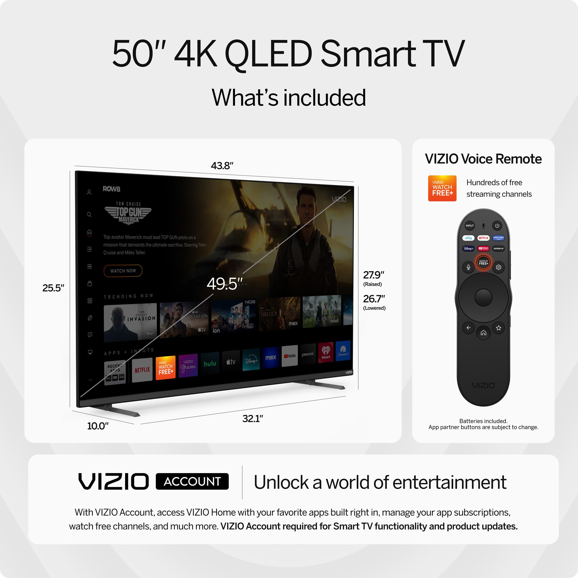 VIZIO 50-inch Quantum Pro 4K 120Hz QLED HDR10+ Smart TV with Dolby Vision, Active Full Array, 240Hz @ 1080p PC Gaming, WiFi 6E, Apple AirPlay, Chromecast Built-in, M50QXM-K01, 2023 Model - Image 15