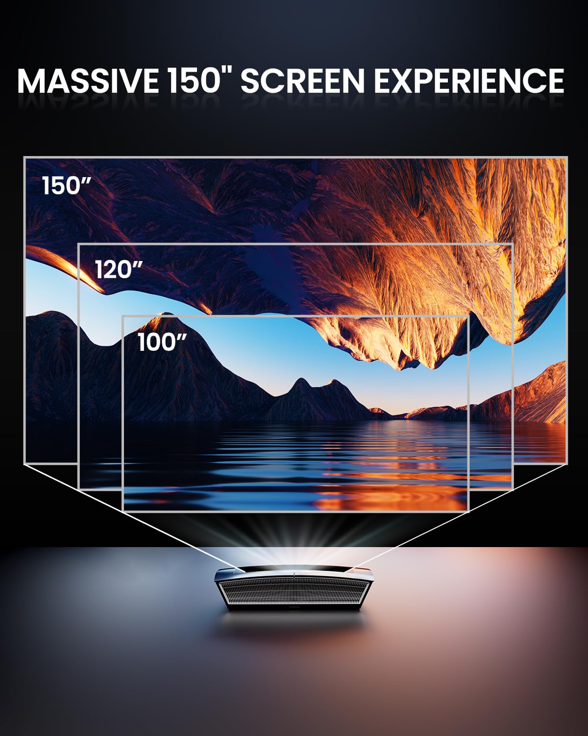 4K Smart Projector with Wifi and Bluetooth, 1080P Full HD Projector with Speaker, 3000 ANSI, WIFI6/5G, Ultra Short Throw, Triple UHD Laser TV with Android, HDR10 150", Home Bedroom Projector H6 - Image 2