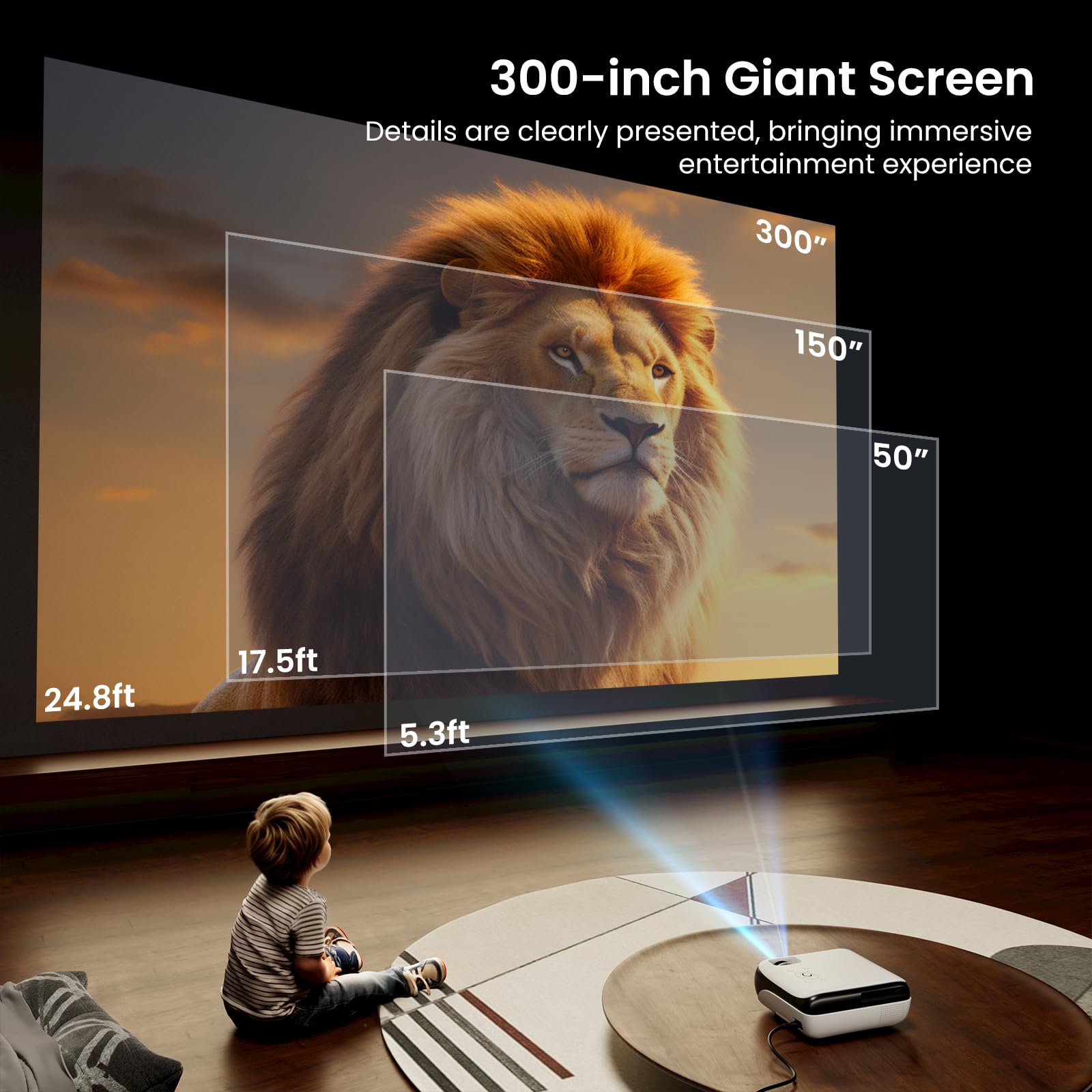 Official Licensed Google TV Smart Projector, HAPPRUN 4K UHD Home Theater with Dolby Sound, Wi-Fi & Bluetooth, Built-in Streaming Apps, Compatible with Games Consoles & Smartphone, Indoor & Outdoor Use - Image 3