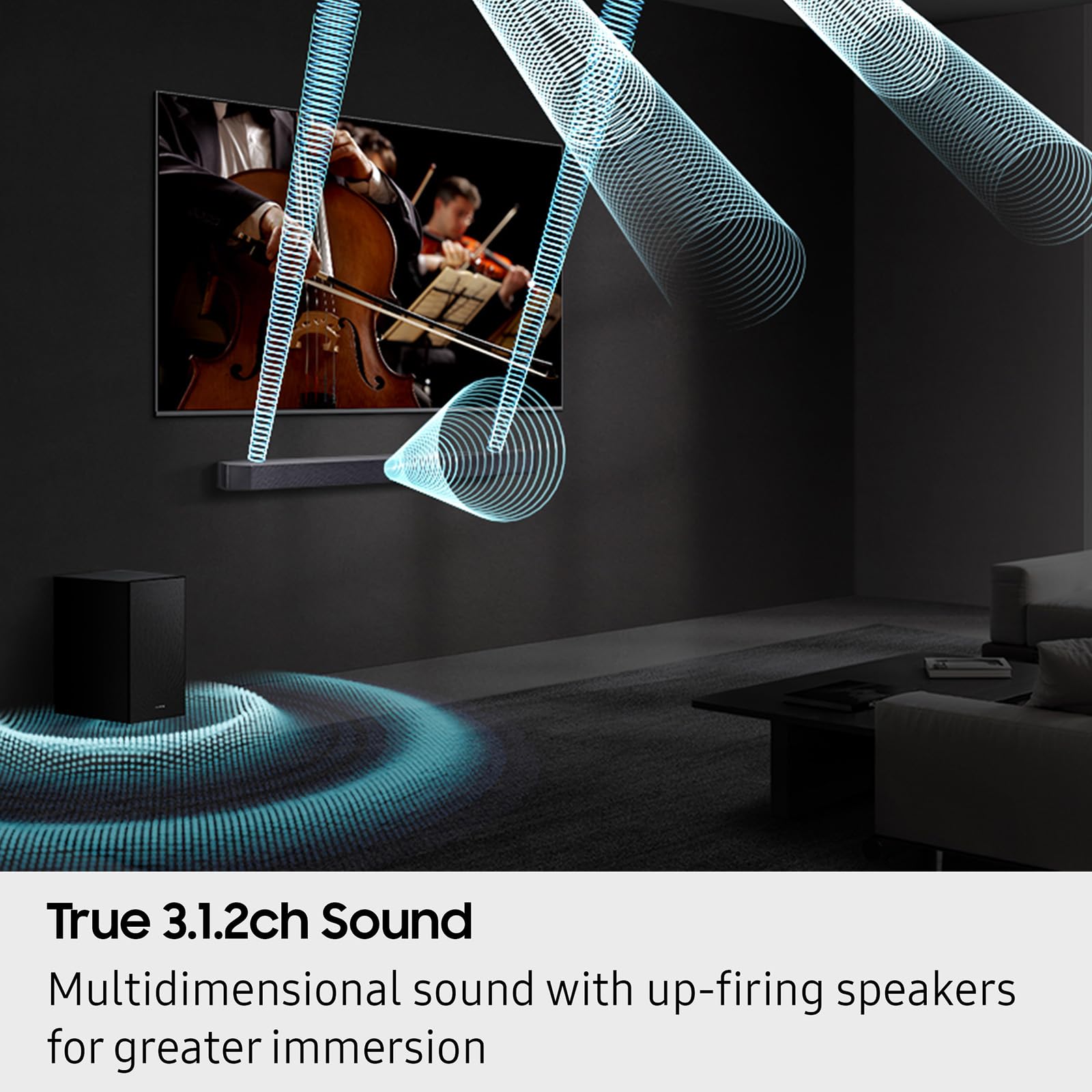 Samsung Q-Series Soundbar HW Q600F 3.1.2 ch Subwoofer (2025 Model) SpaceFit Sound Pro, Q-Symphony, Adaptive Sound - Image 7