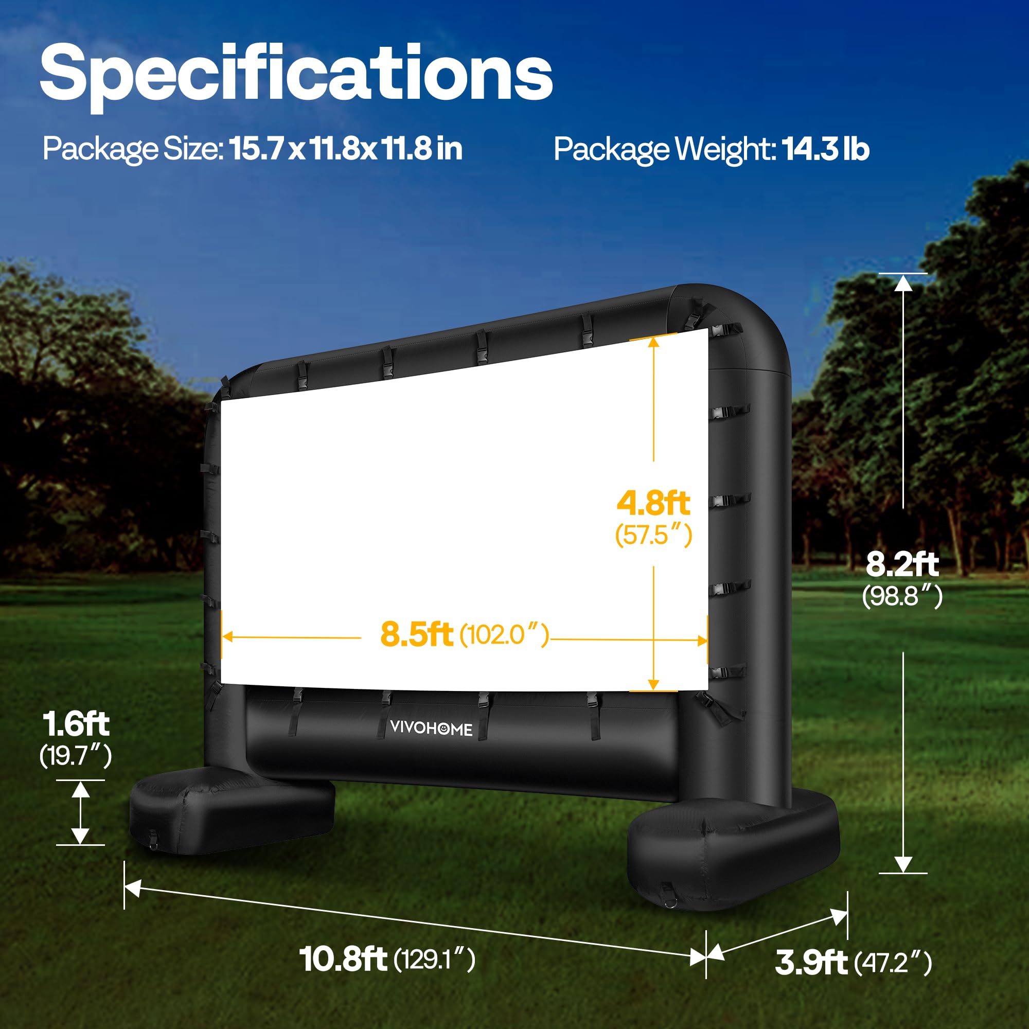 VIVOHOME 14 FT Inflatable Projector Screen for Outside, Blow Up Movie Screen Outdoor Use, Mega Large TV Screen with Carry Bag for Backyard, Tube Leg Support - Image 2