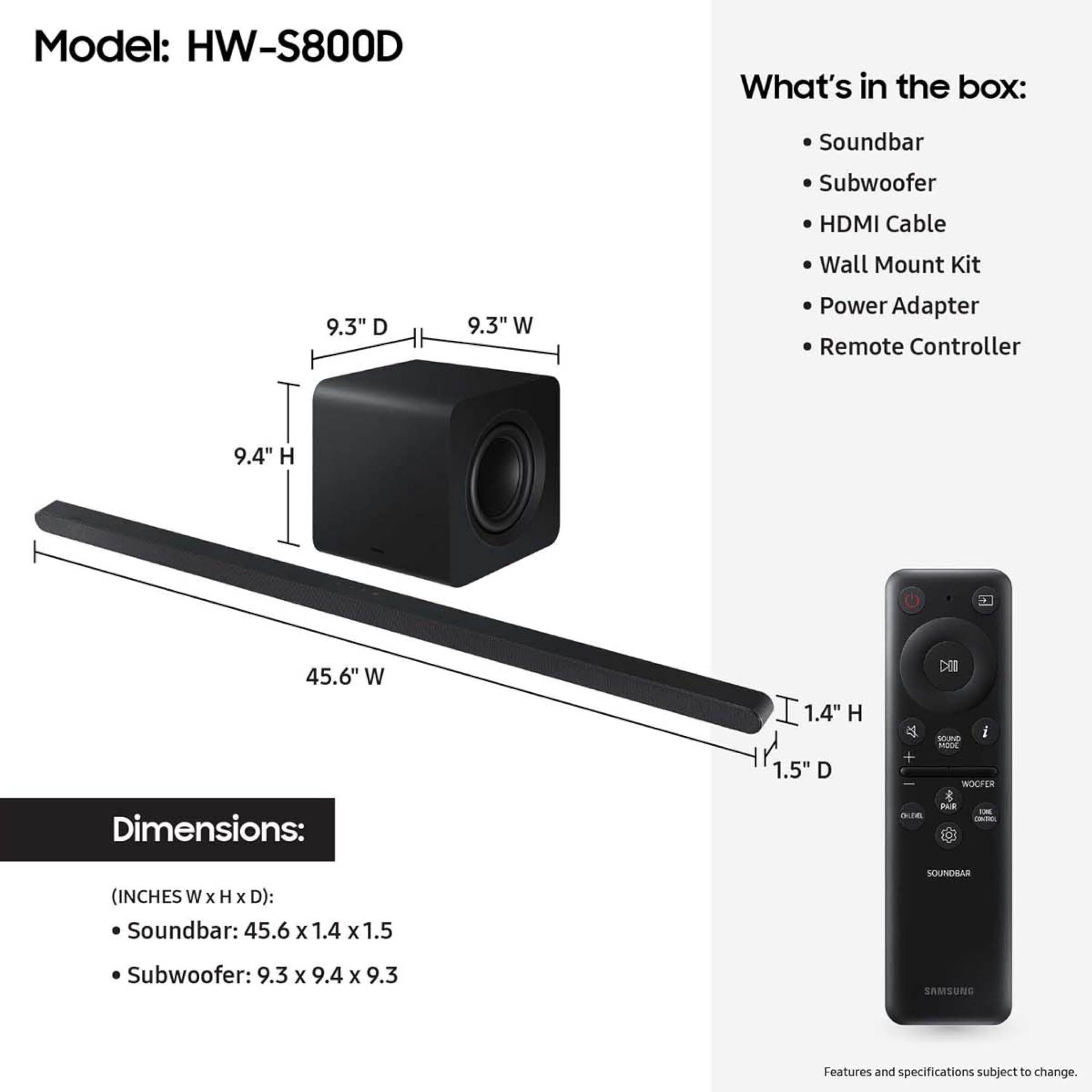 SAMSUNG S800D 3.1.2ch Soundbar w/Wireless Dolby Atmos Audio, Ultra Slim Design, Q-Symphony, SpaceFit Sound Pro, Adaptive Sound, Game Mode Pro with Alexa Built-in, HW-S800D/ZA - Image 10