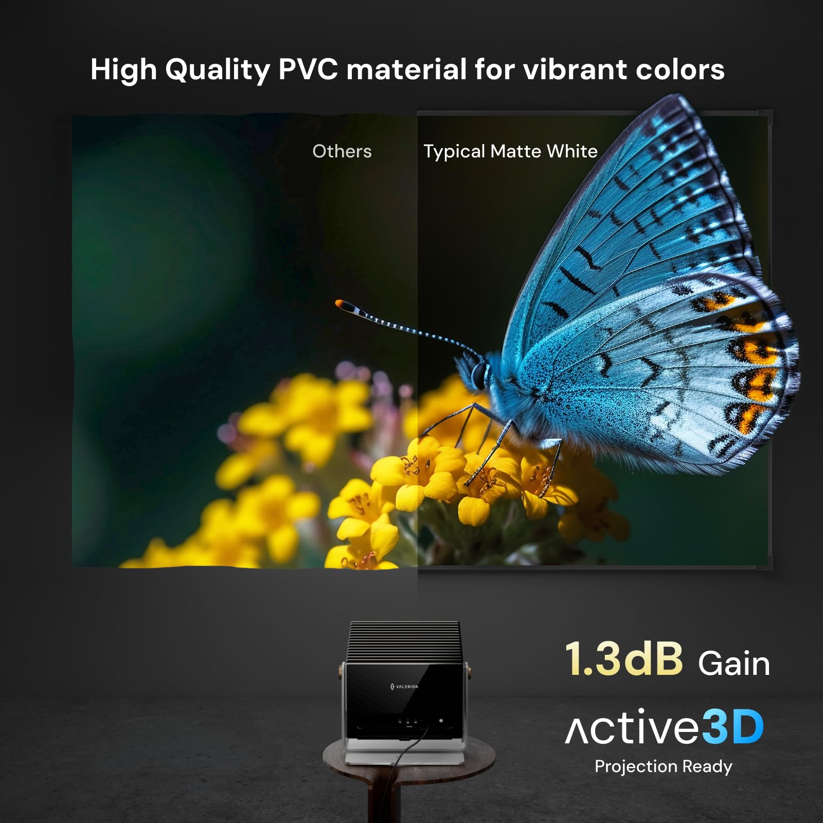 Valerion 100-inch Fixed Frame Projector Screen, 1.3 dB Gain, 80% PQE, 4K/8K Ultra HD, 3D Wall Mount Projector Screen, Works with Long Throw, Short Throw & Ultra Short Throw Projectors - Image 7