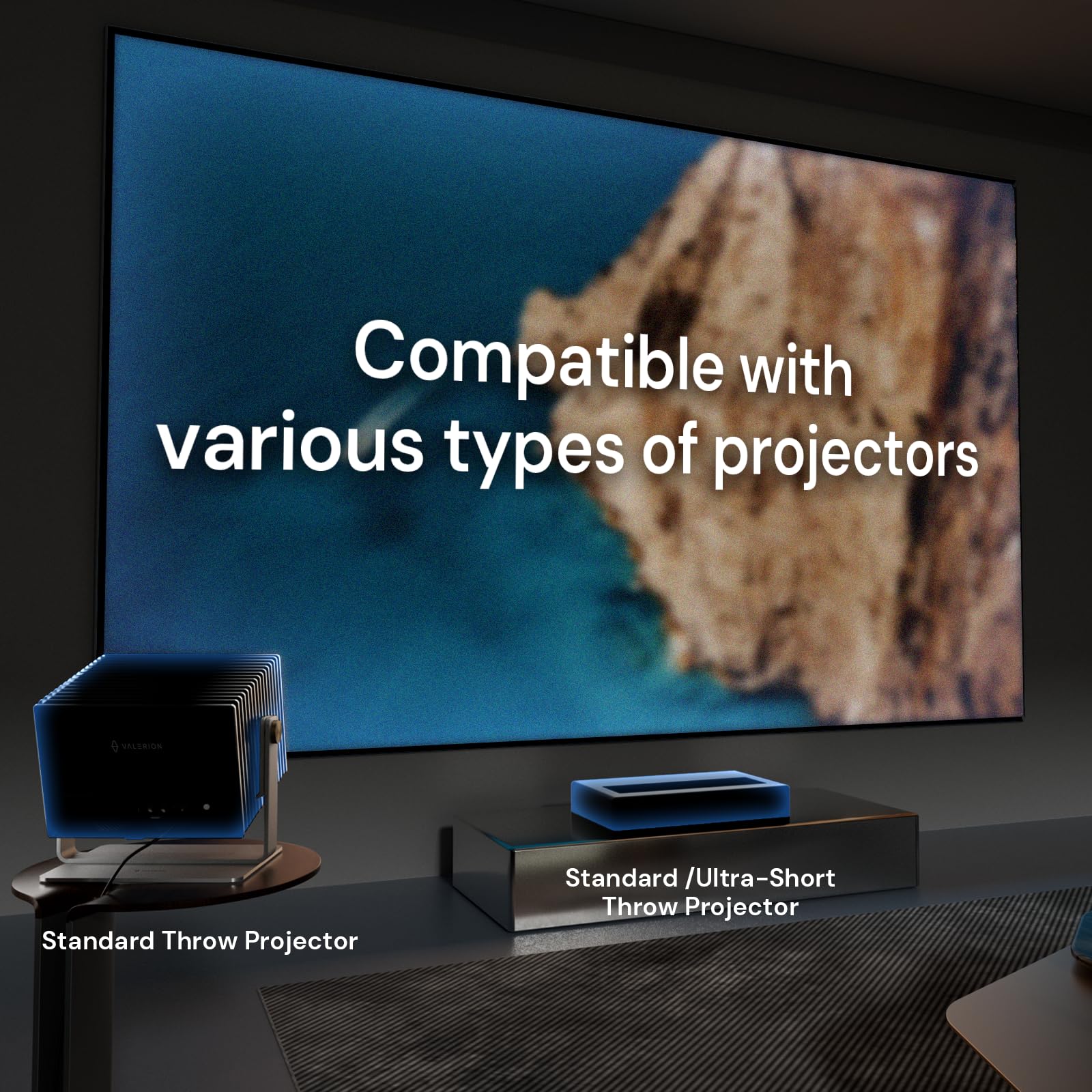 Valerion 100-inch Fixed Frame Projector Screen, 1.3 dB Gain, 80% PQE, 4K/8K Ultra HD, 3D Wall Mount Projector Screen, Works with Long Throw, Short Throw & Ultra Short Throw Projectors - Image 4